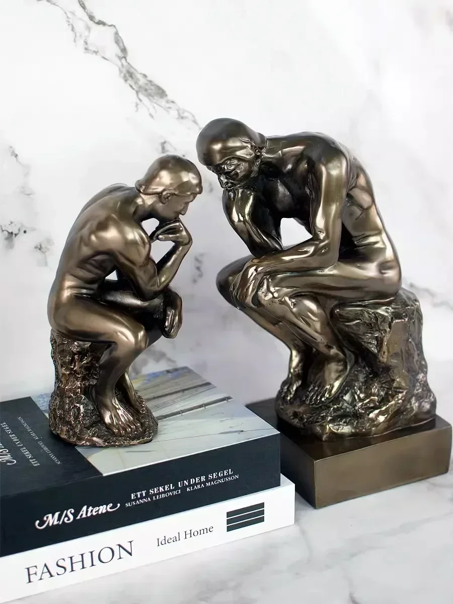 Copper imitation European Home Decorations Rodin Thinker sculptures  figurines Office Room Decoration Thinker Resin Statue Gift