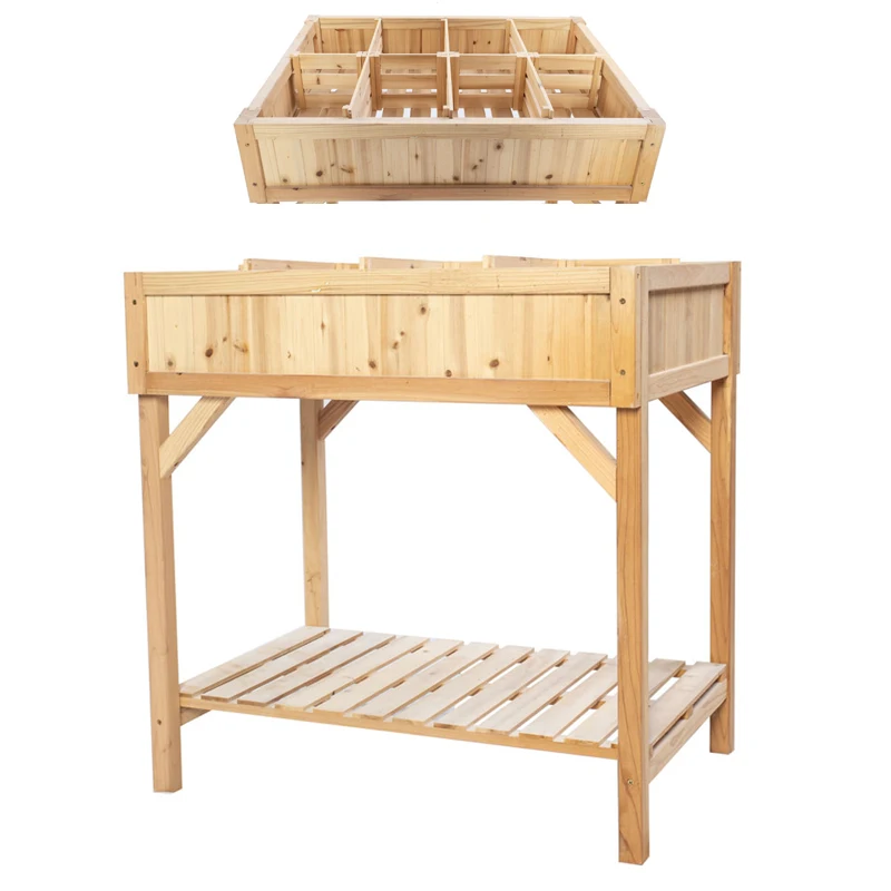 

Деревянная приподнятая садовая кровать, большая деревянная кашпо, ящик для цветочных трав, садовые кровати на открытом воздухе с ножками