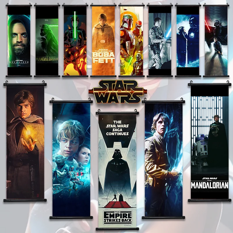 Disney Hanging Scrolls Star Wars Poster Luke Skywalker Wallpaper Wall Artwork Canvas Painting Print Home Decoration Art Decor