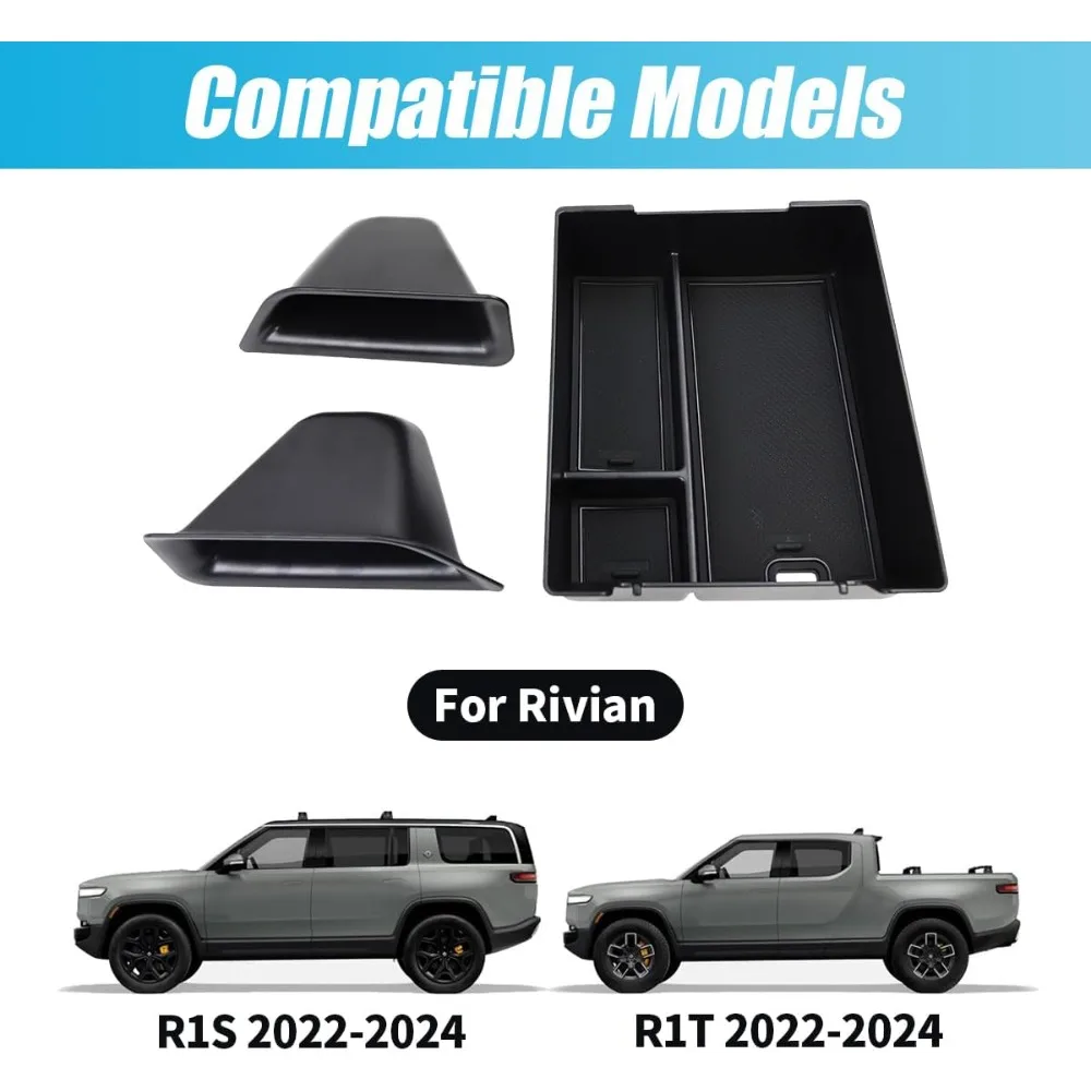 

Center Console Armrest Organizer Tray for Rivian R1T/R1S Car Accessories 2022 2023 2024 & Door Side Insert Storage Box