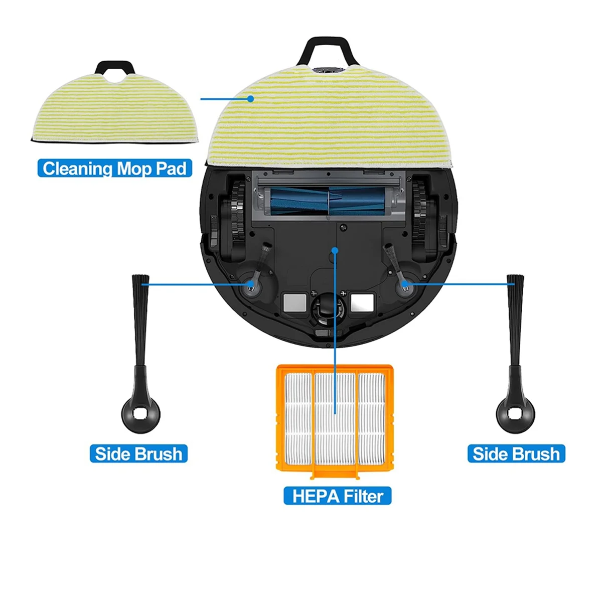A56T Ersatz-Mopp-Bürstenfilter-Set für Shark RV2610WA RV2620WA RV2410WD AV2610WA AI Ultra 2-in-1-Roboter-Staubsaugerteil