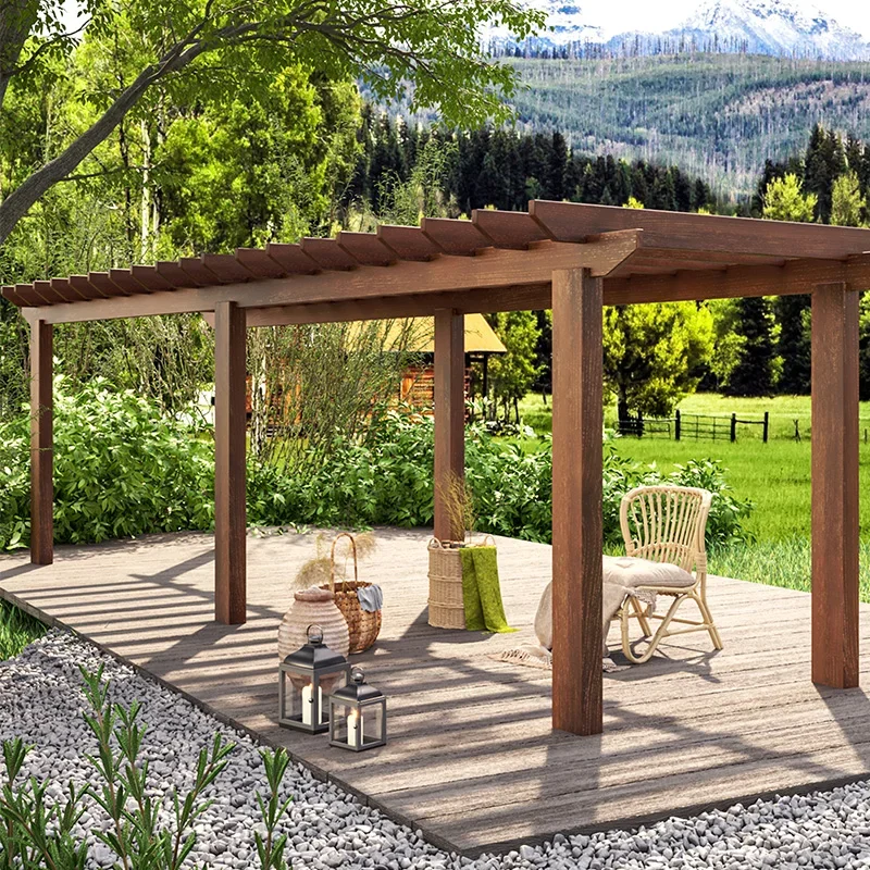 

Courtyard Solid Wood Pavilion Outdoor Simple Corridor Culture Corridor Outdoor Carbonized Wood Lattice