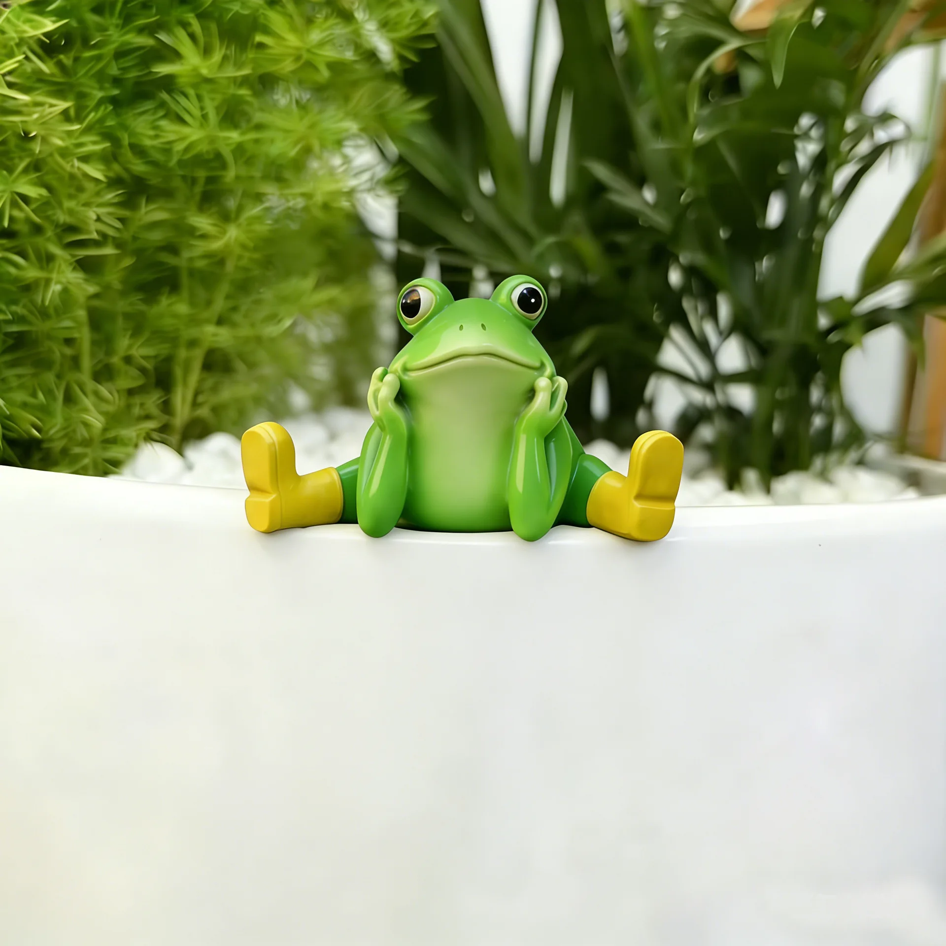 Resin Frog Figurine New Stretching Frog Statue Realistic Frog Figurine Yard Garden Patio Decor Garden Micro Landscape Ornament