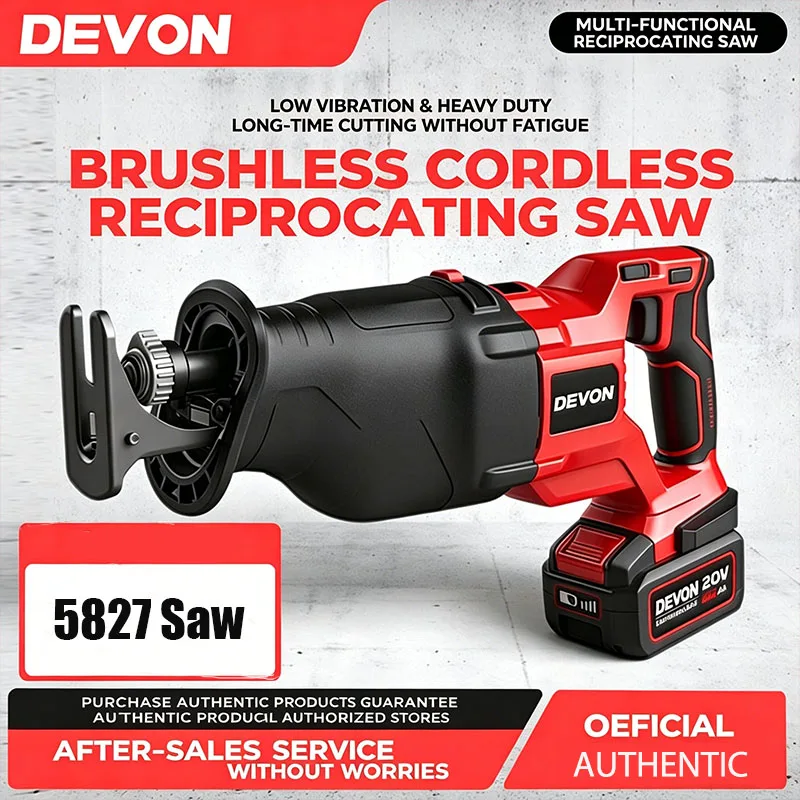 

Devon Lithium-Ion Brushless Cordless Reciprocating Saw Demolition and Cutting Multifunctional Electric Saw Sabre Devon Saw 5827