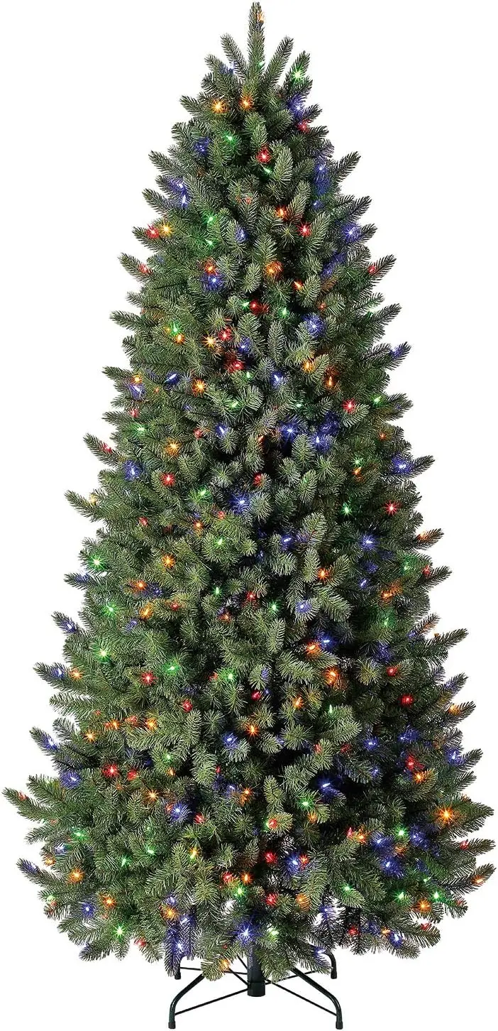 7.5 ft Pre-Lit Quick Set Artificial Christmas Tree, Remote-Controlled Color-Changing LED Lights