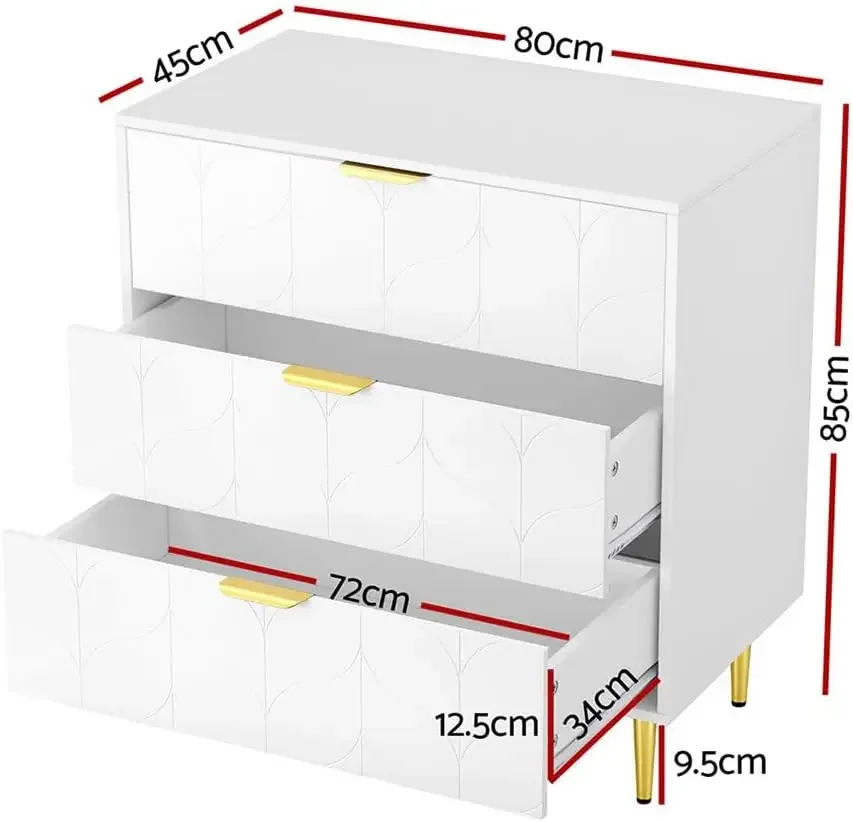 

of Drawers, 3 Drawer Lowboy Storage Cabinet, Dresser Organizer for Clothes Toys, Bedside Table for Bedroom, Living Room, Hallwa