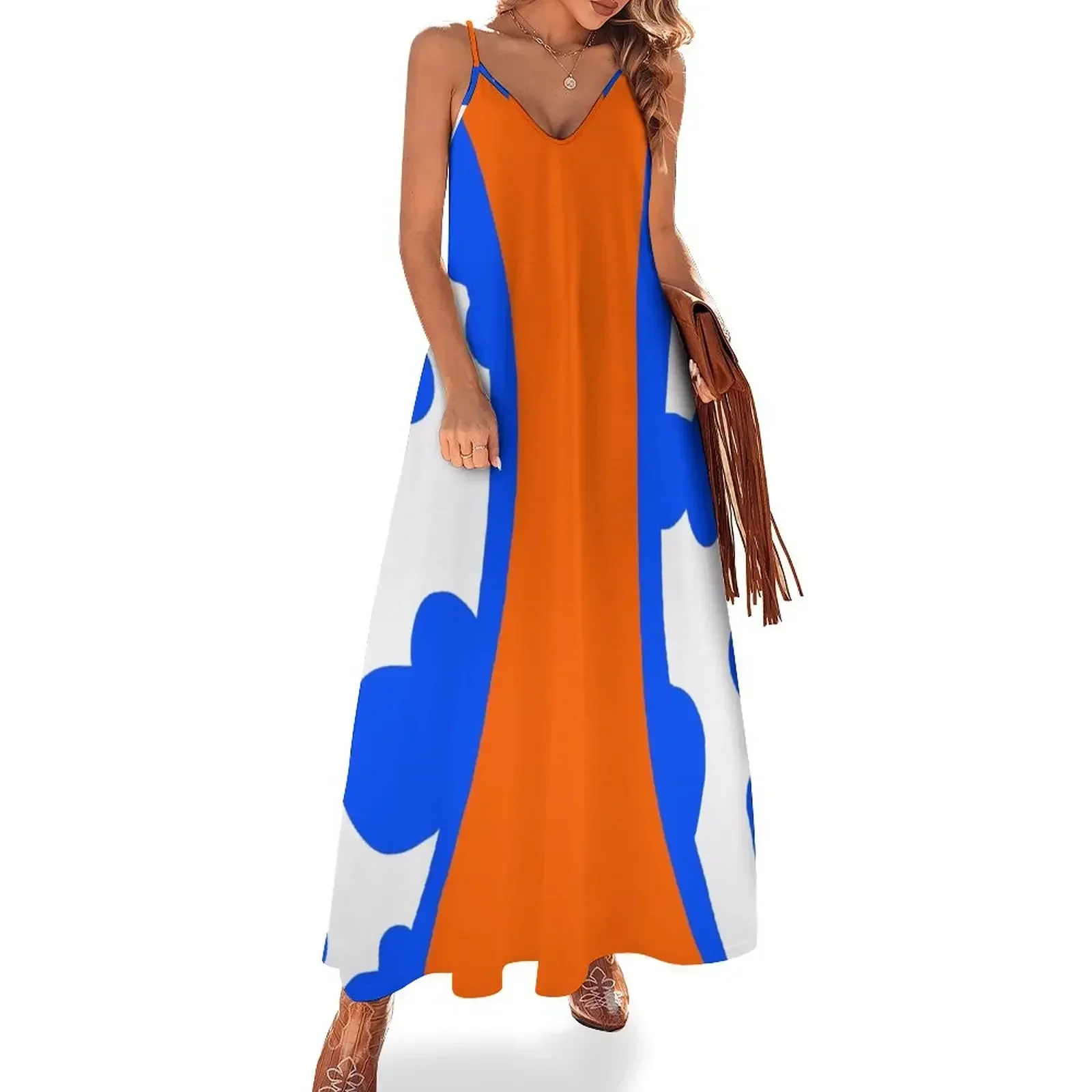 Blue and orange Sleeveless Dress women's summer jumpsuit dresses for woman 2025 chic and elegant evening dress Dress