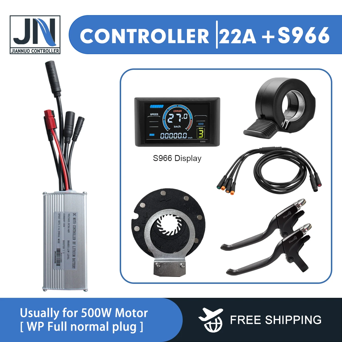 JN Ebike Controller 15A 17A 22A 25A 30A Waterproof Plug 250W-1000W