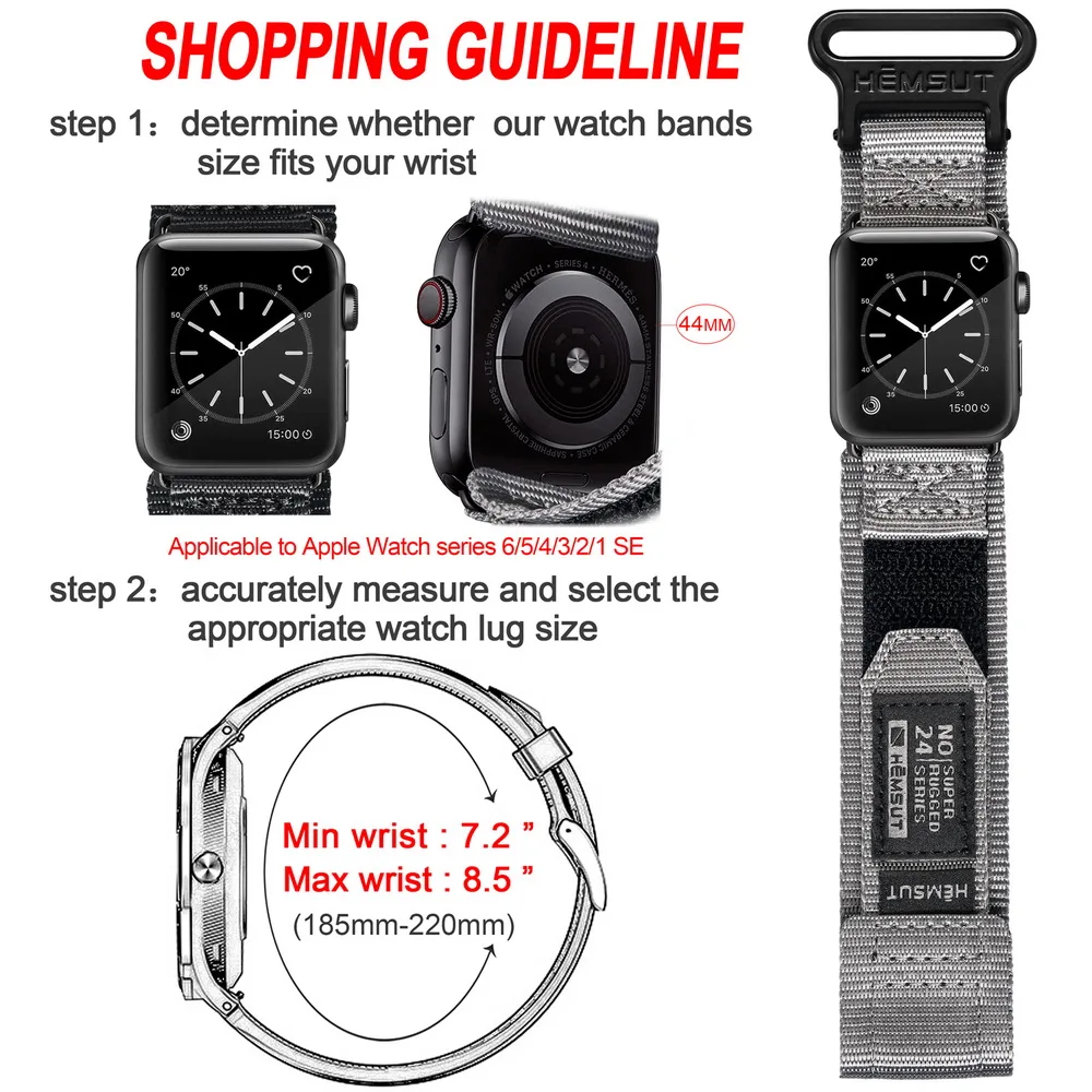 HEMSUT Compatible With Apple Watch Band 40 41 44 45MM Sport Nylon Wrist Straps For Ultra 49MM Iwatch SE8 7 5 6