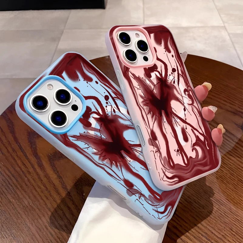 

Fashion Mysterious Cool Blood Red Butterfly Phone Case For IPhone 16 15 14 13 12 11ProMax Phone Shockproof Case Minimalist Cover