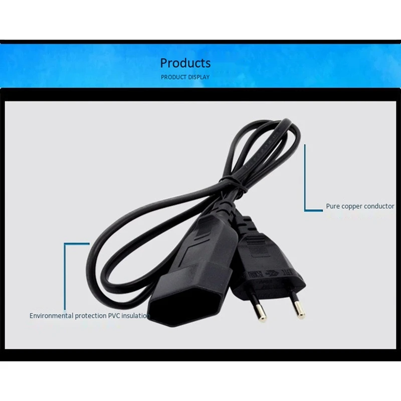 European EU 2 Prong Male To Female Power Extension Cord Cable For PC Computer PDU UPS