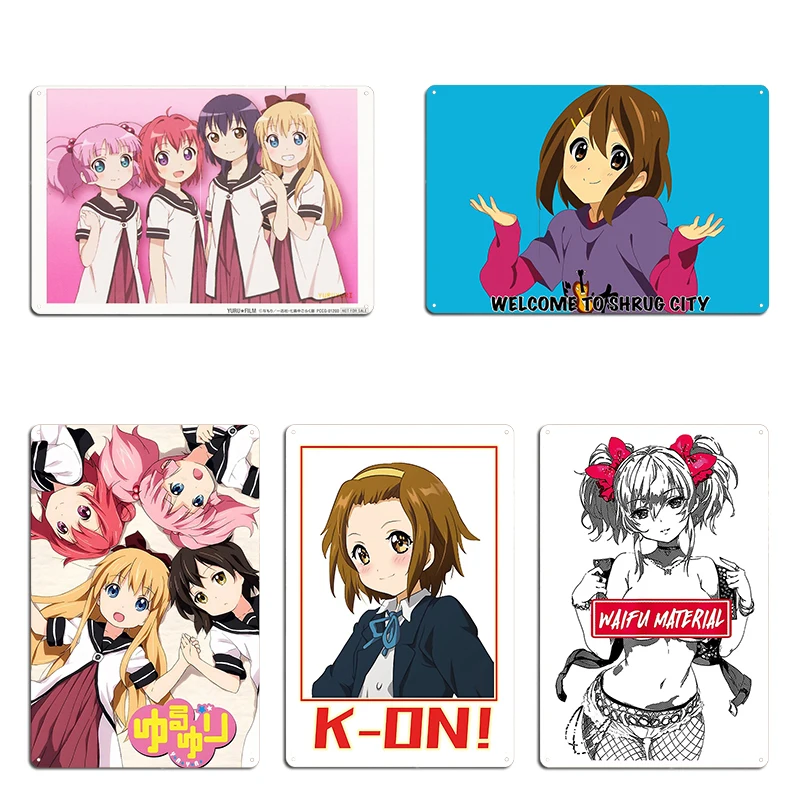 Yuru Yuri Yoshikawa Chinatsu Funami Yui Akaza Akari Toshinou Kyouko Metal Cinema Cave Bar Sign Tin Sign Poster