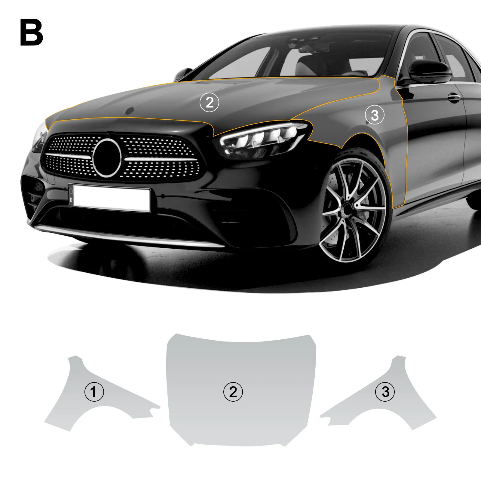 

for Mercedes Benz E Class W213 2021-2023 Car Engine Fender Rear Tpu Film PPF Paint Protection Film Transparent Protective Film