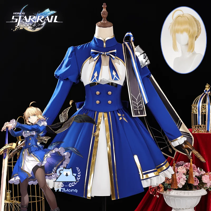 

Game Honkai Star Rail X Fate FGO Artoria Cosplay Costume Saber Cosplay Lily Fate stay night Uniform Wig For Hallowmas Party