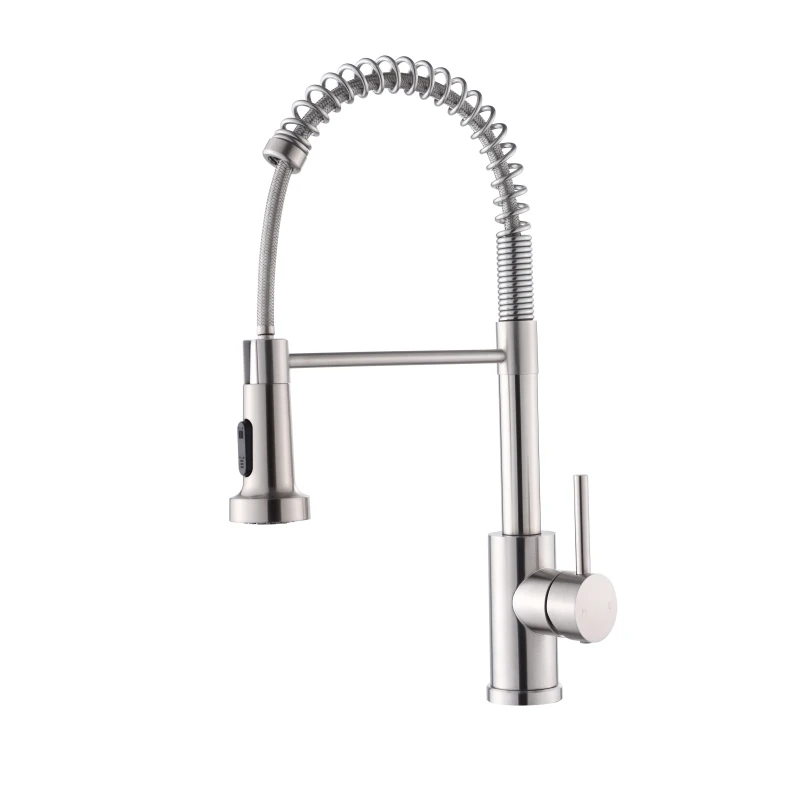 

Kitchen Faucet With Pull Down Sprayer Industrial 1 Handle Brushed Nickel Stainless Steel Fits 1 Hole 3 Hole Sinks