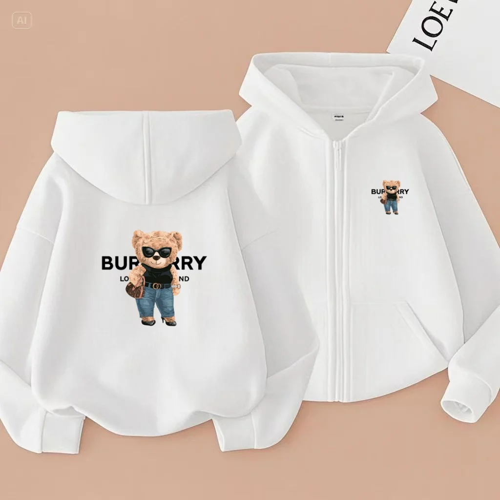 

The Cute Cartoon-patterned Children's Zippered Hoodie Sports Top Are Suitable for Boys and Girls Aged 3 to 13 for Casual Sports