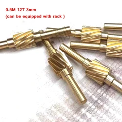 Brass Long Helical Gear Shaft 0.5M 12T 3mm (can be equipped with rack )