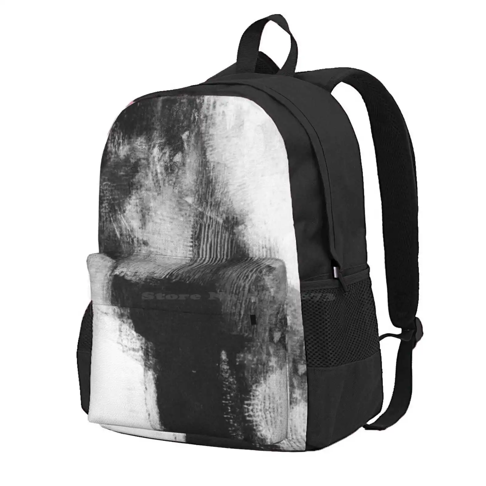 Contemporary Black And White Abstract Painting - Delve 3 Hot Sale Schoolbag Backpack Fashion Bags Abstract Expressionist