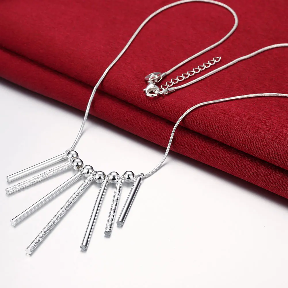 

Hot Sale 925 Sterling Silver Necklace Jewelry 18 Inches Wild Exquisite Five Pillars Necklaces Women Fashion Christmas Gifts