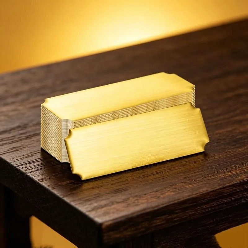 5 pcs Customizable Name Cards, Gold Finish Surface, Business Event Badges Meeting Table Signs, Durable Scratch Resistant