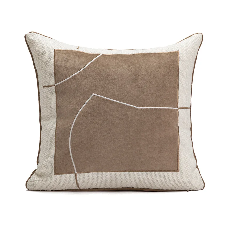 45X45CM Nordic Brown Throw Pillow Cover Modern Geometric Stamping Waist Cushion Cover Decor Home Decorative Pillowcase