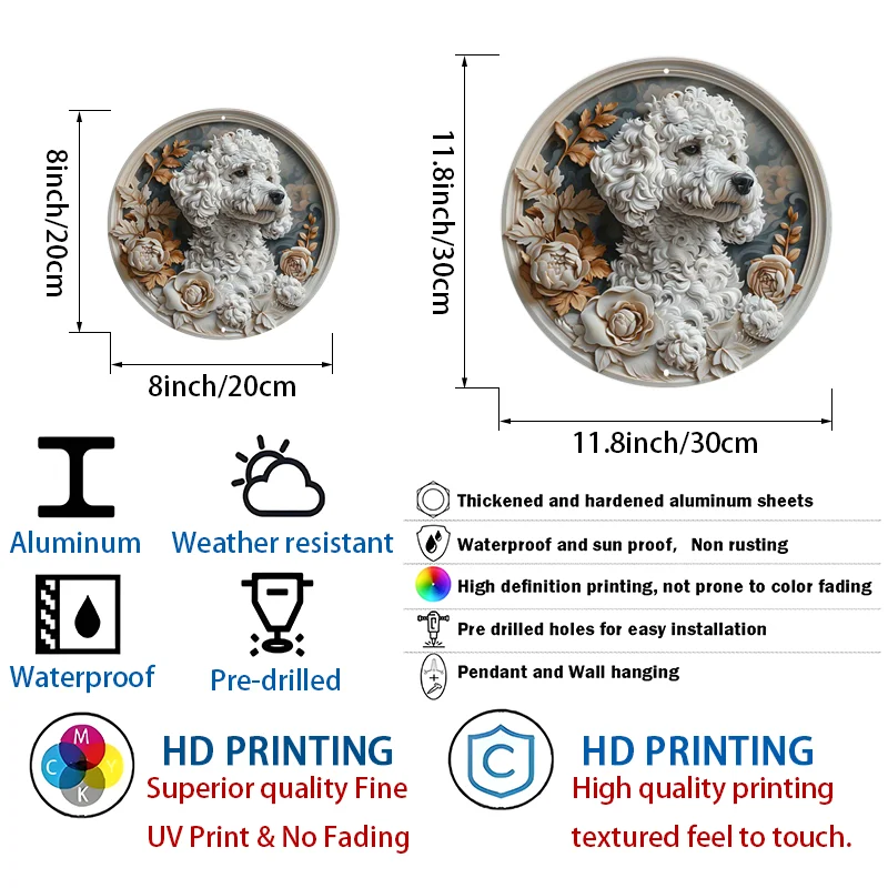 Waterproof Aluminum Poodle Dog Wall Art, Weather Resistant, Outdoor and Indoor Decor for Club, Tavern and Home Decoration