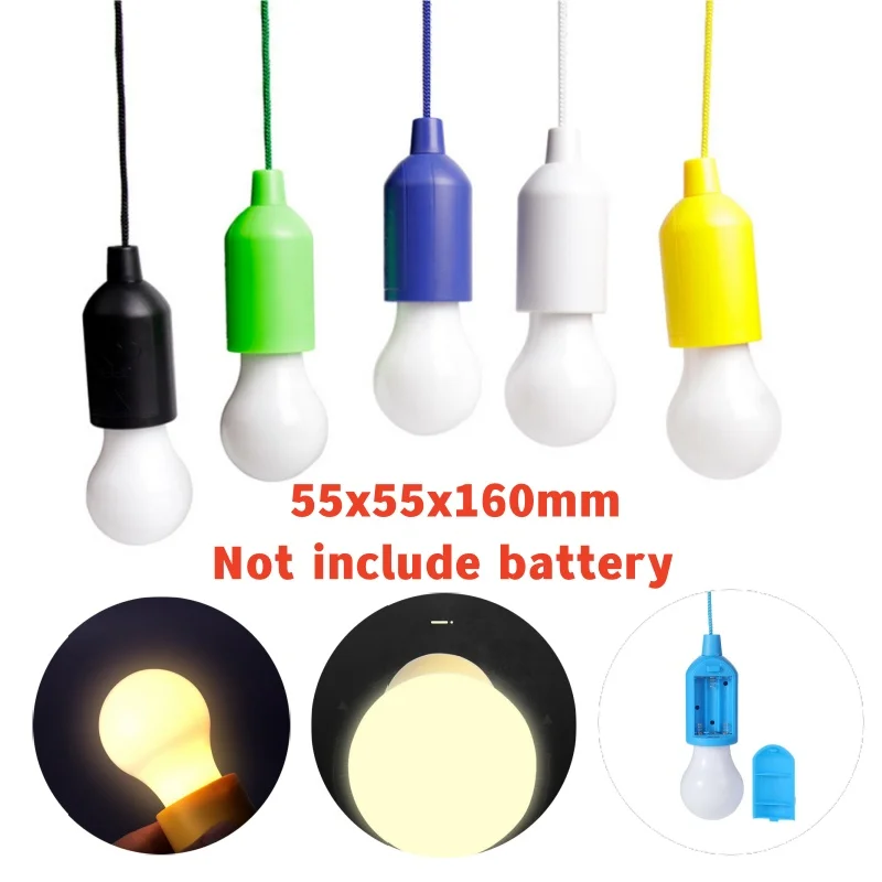 Colorful Pull Light Bulb Chandelier Portable Hanging Light Bulb Outdoor Camping Garden Decoration Hanging LED Night Light Lamp