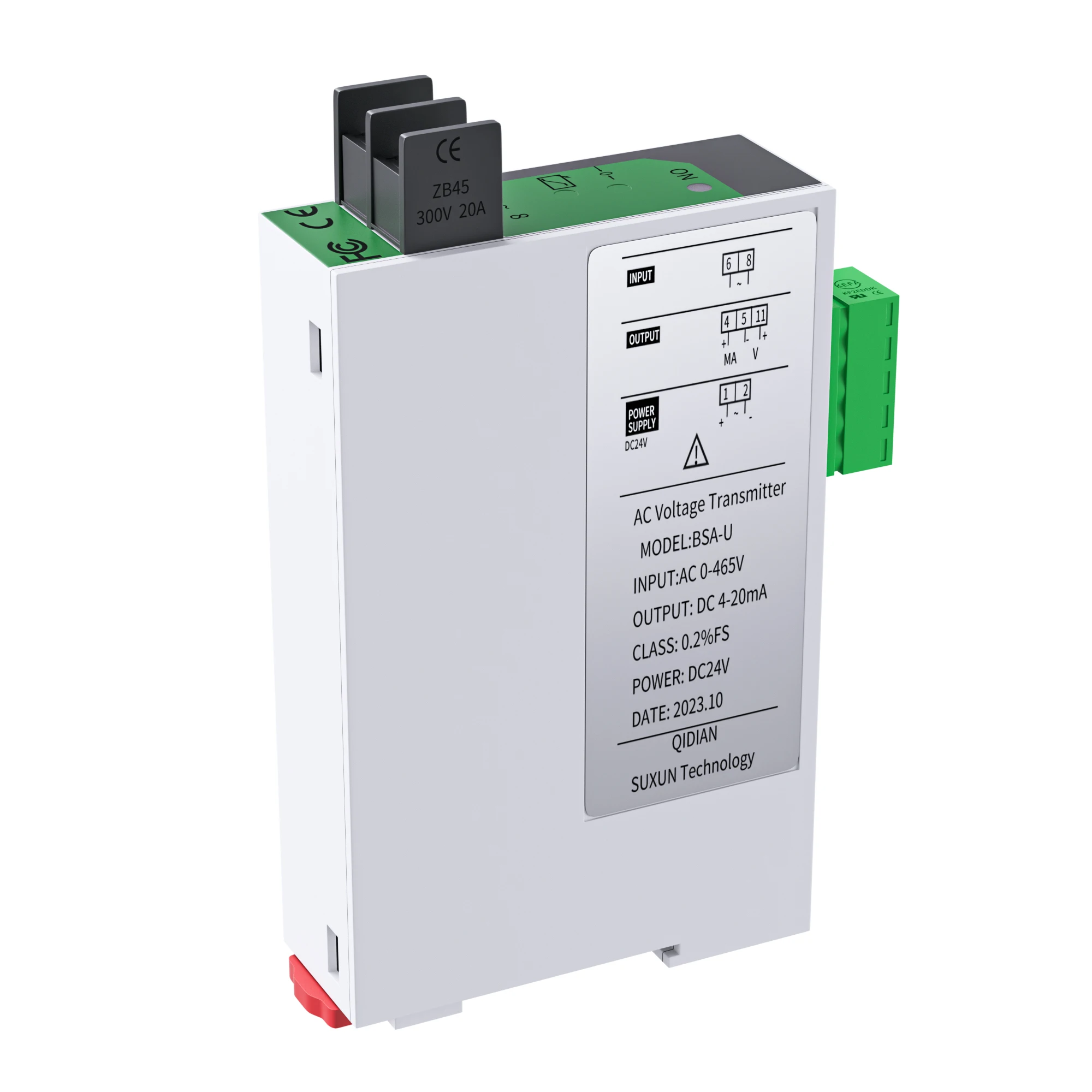 High Precision AC Voltage Transducer Transmitter AC 220V 0-1000V AC Voltage Transmitter 4-20mA to 0-10V to RS485 Voltage Sensor