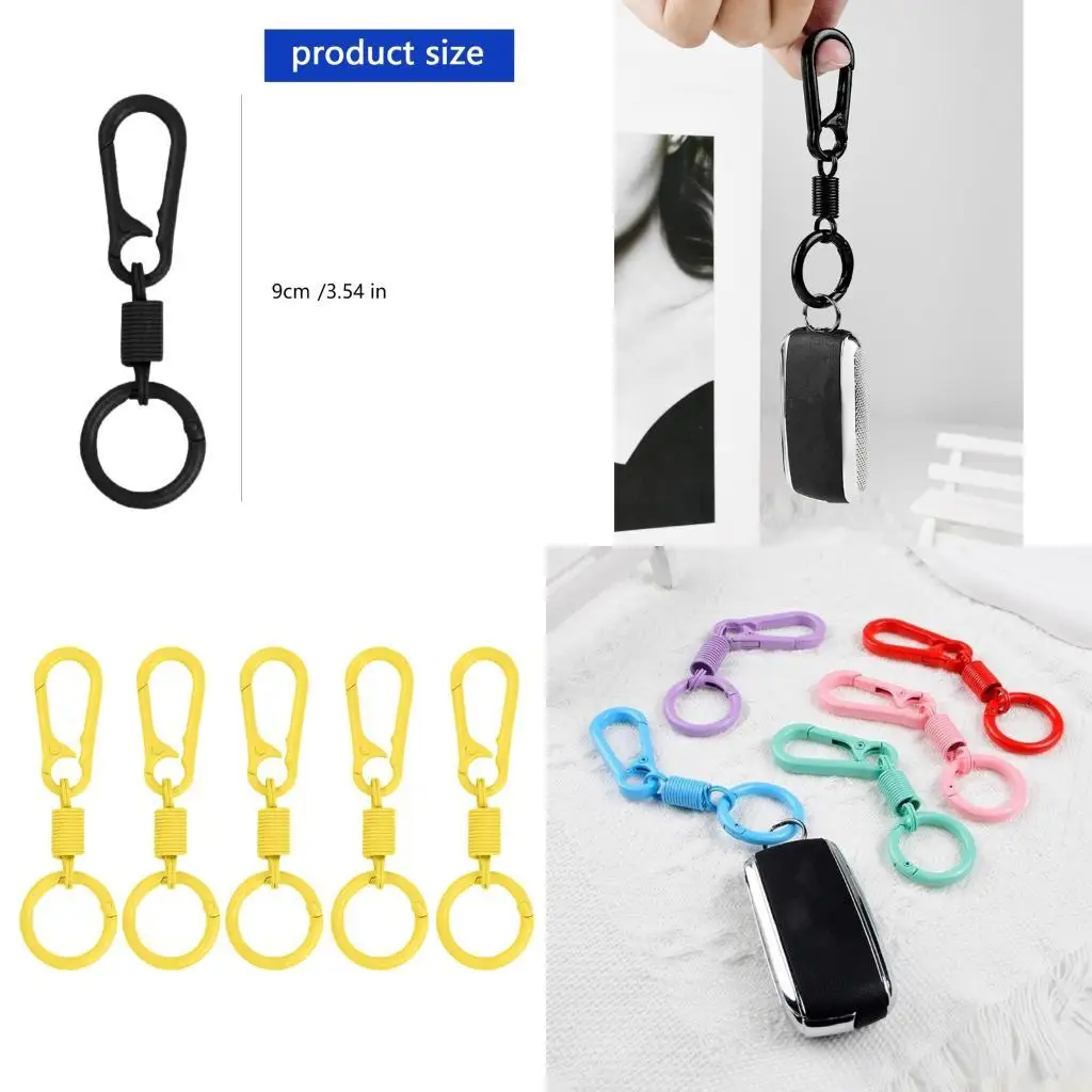 

M5TC 5Pcs Keychain Rings with Spring Zincs Alloys Swivels Clasp Hanging Clip