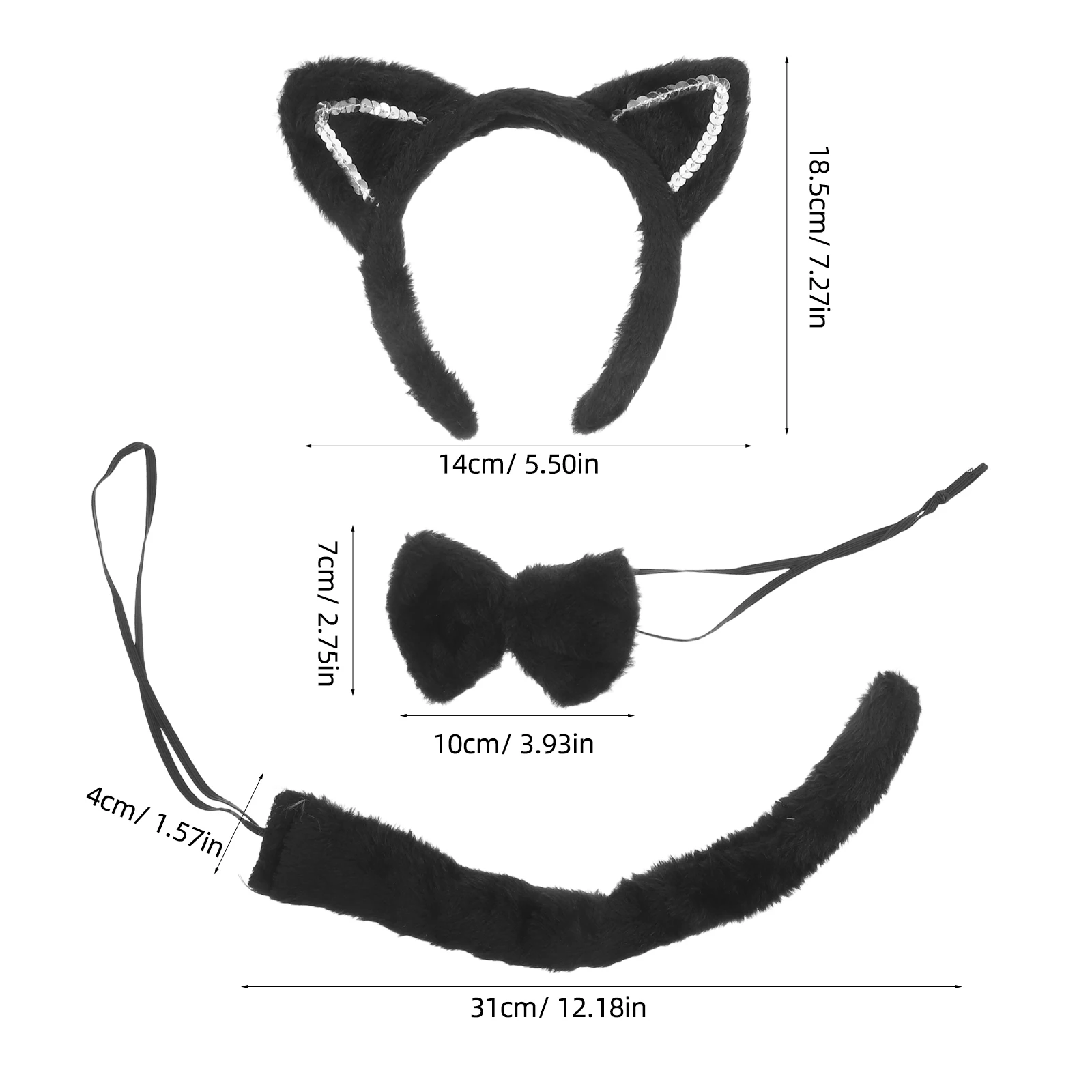 1 Juego de diadema con orejas, accesorios de disfraz de Halloween peludos y suaves para adultos, Cosplay, accesorio de cola, vestido