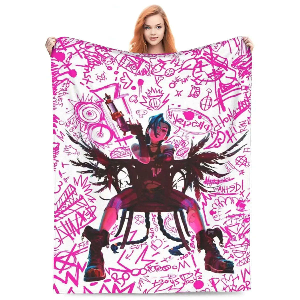 Arcane Jinx Art Book Pink Cover Plush Blanket Girls Boys Flannel Throw Blanket For Outdoor Warm Soft  Bedspread Gift Idea