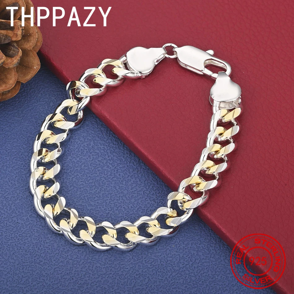

THPPAZY 925 Sterling Silver Cuban Chain Bracelet High-Quality Jewelry For Women Engagement Wedding Party Popular Gift For Men