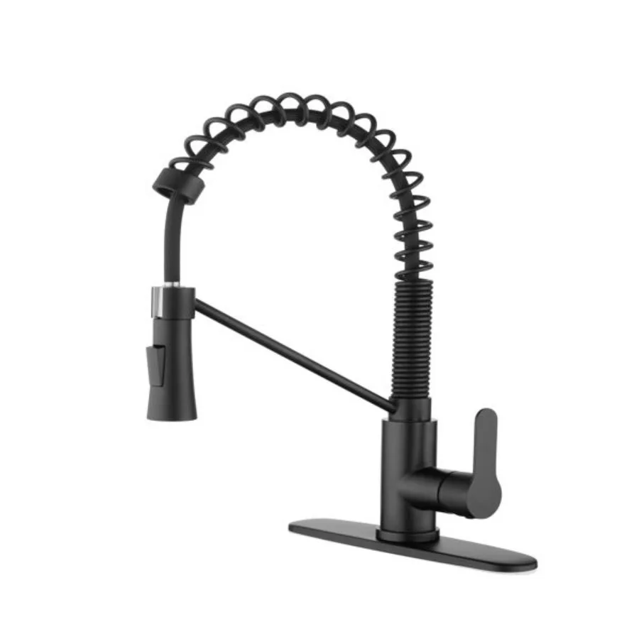 

Matte Black Kitchen Faucet with Soap Dispenser Single Handle Kitchen Sink Faucet with Pull Down Sprayer Utility Sink Faucet Sin