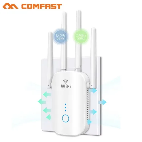 Comfast-extensor WiFi AC1200, repetidor WiFi de doble banda de 2,4G y 5GHz, enrutador doméstico, amplificador de rango de señal inalámbrico, 4 antenas AP de 3dBi
