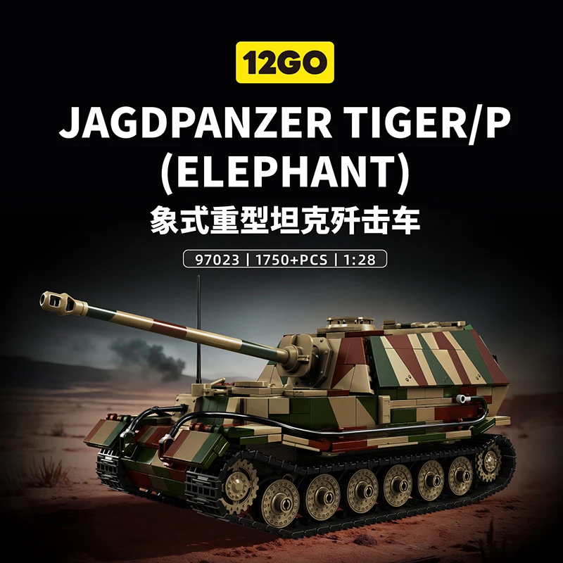 

Танк-разрушитель Elefant, 1750 деталей, MOC, масштаб 1:28, немецкая тяжелая модель из кирпичиков, коллекционный декоративный подарок для фанатов, сделай сам