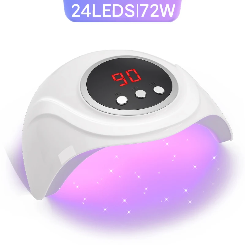 72W UV LED Nail Lamp Professional 24LEDS Gel Polish Drying Lamp With Automatic Sensing 3 Timer Nail Dryer Manicure Salon Tools