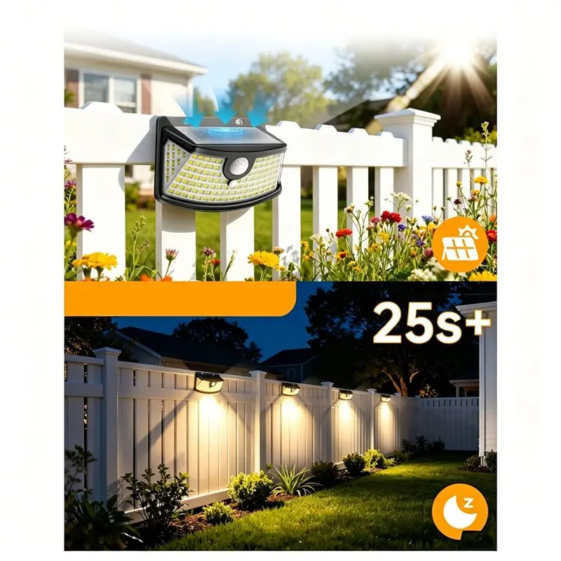 BAAE LED Solar Motion Sensor Lights, 270° Wide Angle, Waterproof, For Outdoor Security