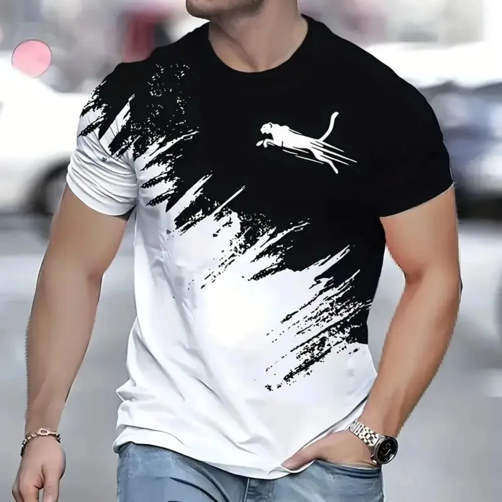 Tiermuster-Sommer-T-Shirt für Herren mit 3D-Druck in Übergröße, locker und bequem, geeignet für den täglichen Gebrauch.