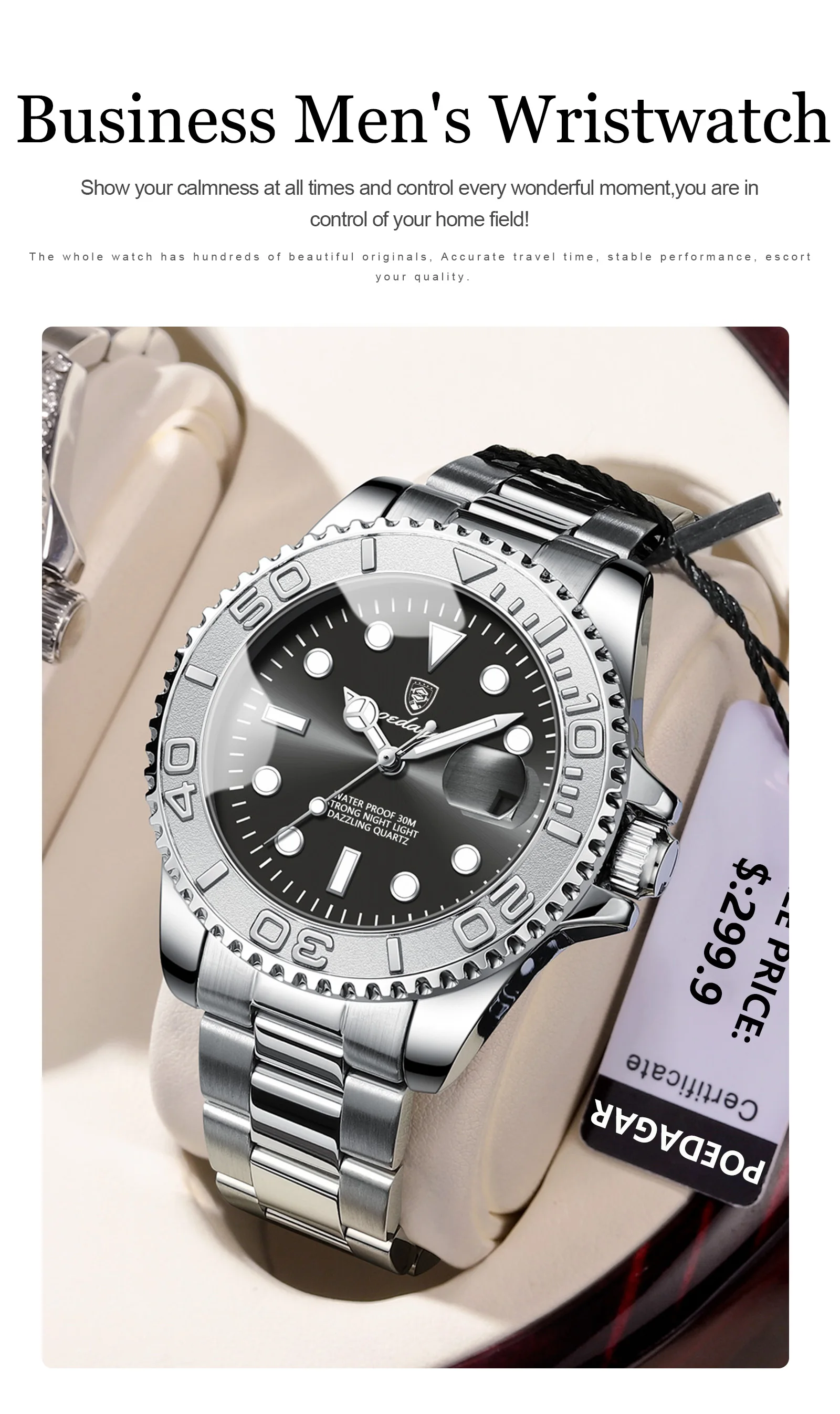 POEDAGAR Top Luxus Mann Uhr Wasserdicht Leucht Datum Männer Uhr Edelstahl Männliche Uhr Sport Mode männer Quarz Uhren – Detail 12