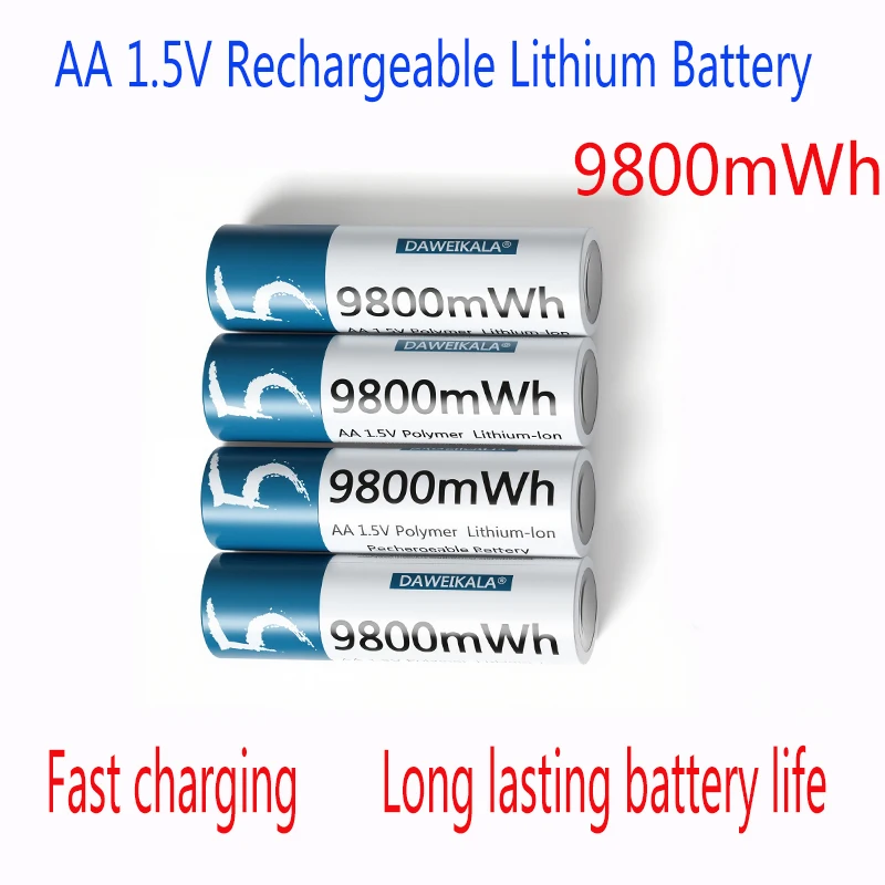 1,5 V AA Li-Ion AA Akku 9800 mWh AA Lithium-Ionen-Akku für ferngesteuerte Maus, kleiner Ventilator, elektrisches Spielzeug