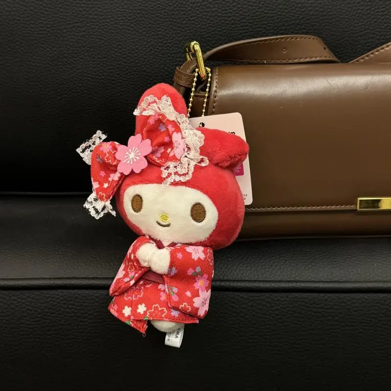 

Sanrio Kawaii Red Kimono Melody Hello Kitty Creative Bag Pendant Cute Plush Doll Pendant Keychain Valentine's Day Birthday Gift