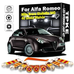 Accessories LED Interior Map Dome Trunk Door Light Kit For Alfa Romeo Mito Brera Giulietta 940 4C Giulia Stelvio Car Bulbs