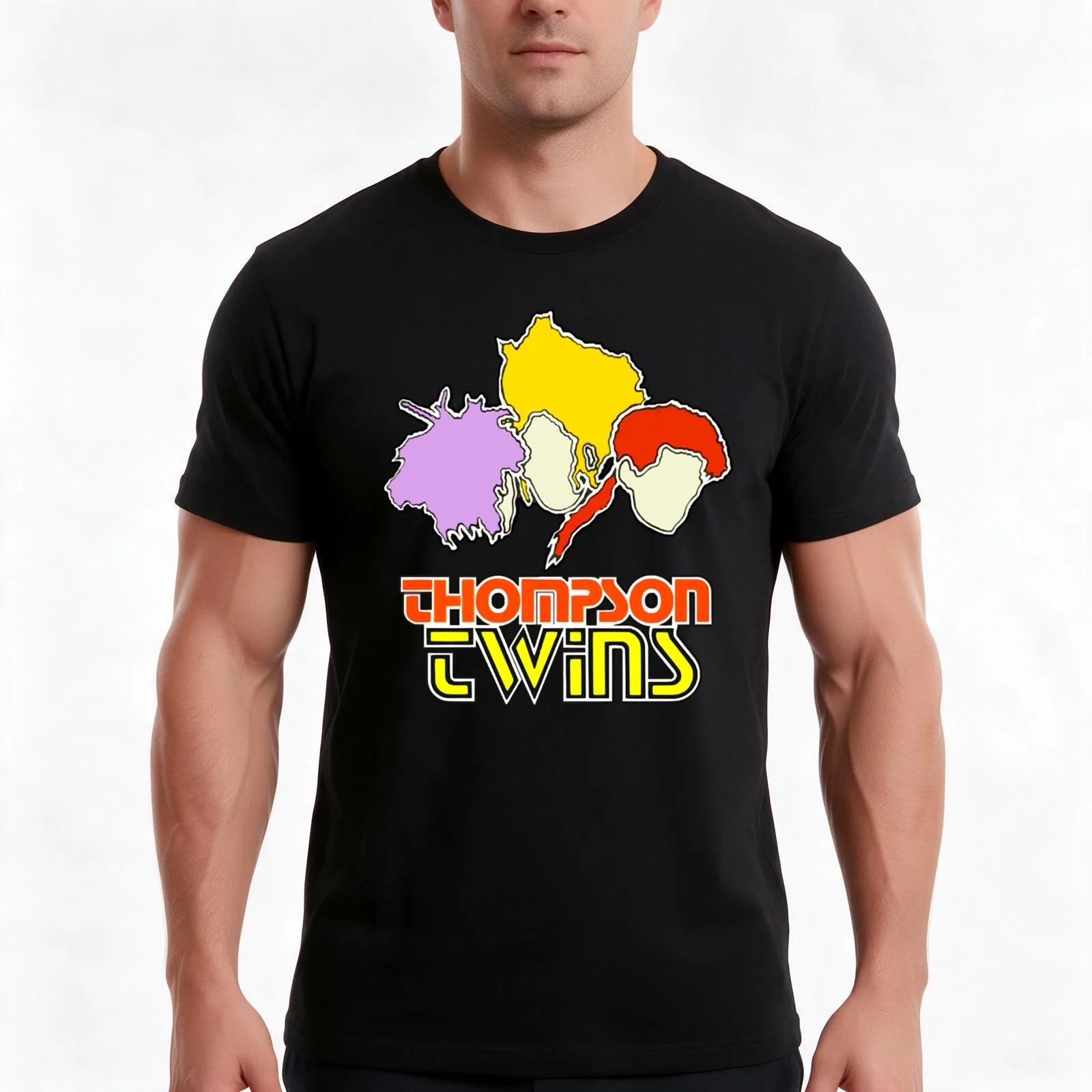 1985 Thompson Twins T-Shirt, Summer Casual Cotton Tee, Oversized Streetwear Tops, Vintage Graphic Print, Loose Fit Short Sleeve