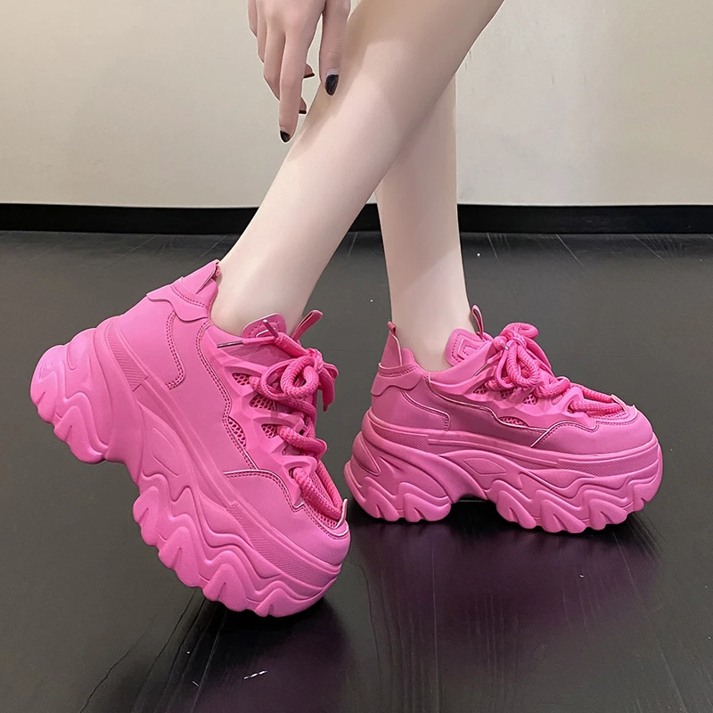 New High Platform Sneakers Women Thick Sole Sports Ladies Trainers Vulcanized Shoes Woman Chunky Sneakers Zapatillas Mujer 8.5CM