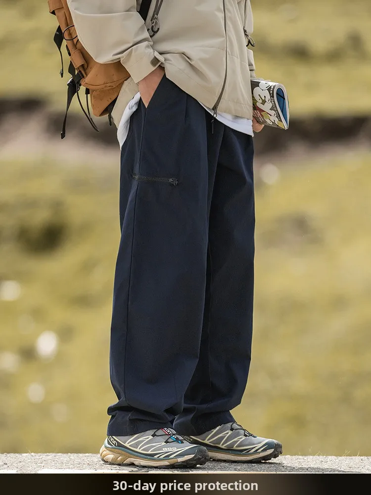 

NTED Autumn New Retro Mountain System Functional ket Casual Pants Loose Straight Leg Wide Leg Long Trousers for Men