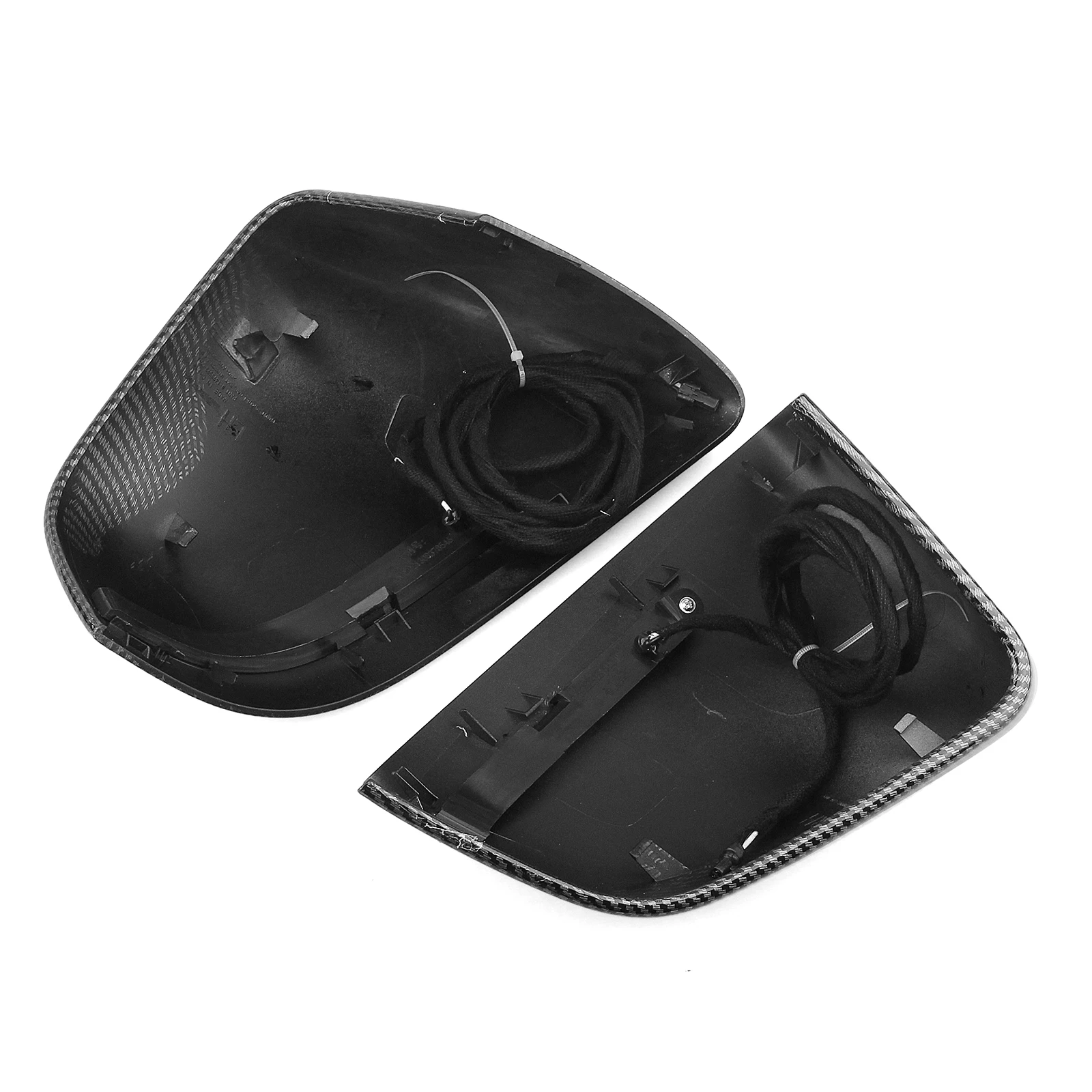 For Tesla Model Y 2019 2020 2021 2022 Rear Mirror Cover W/ LED Light ABS Carbon Fiber Look/Gloss Black Replacement Clip On Caps