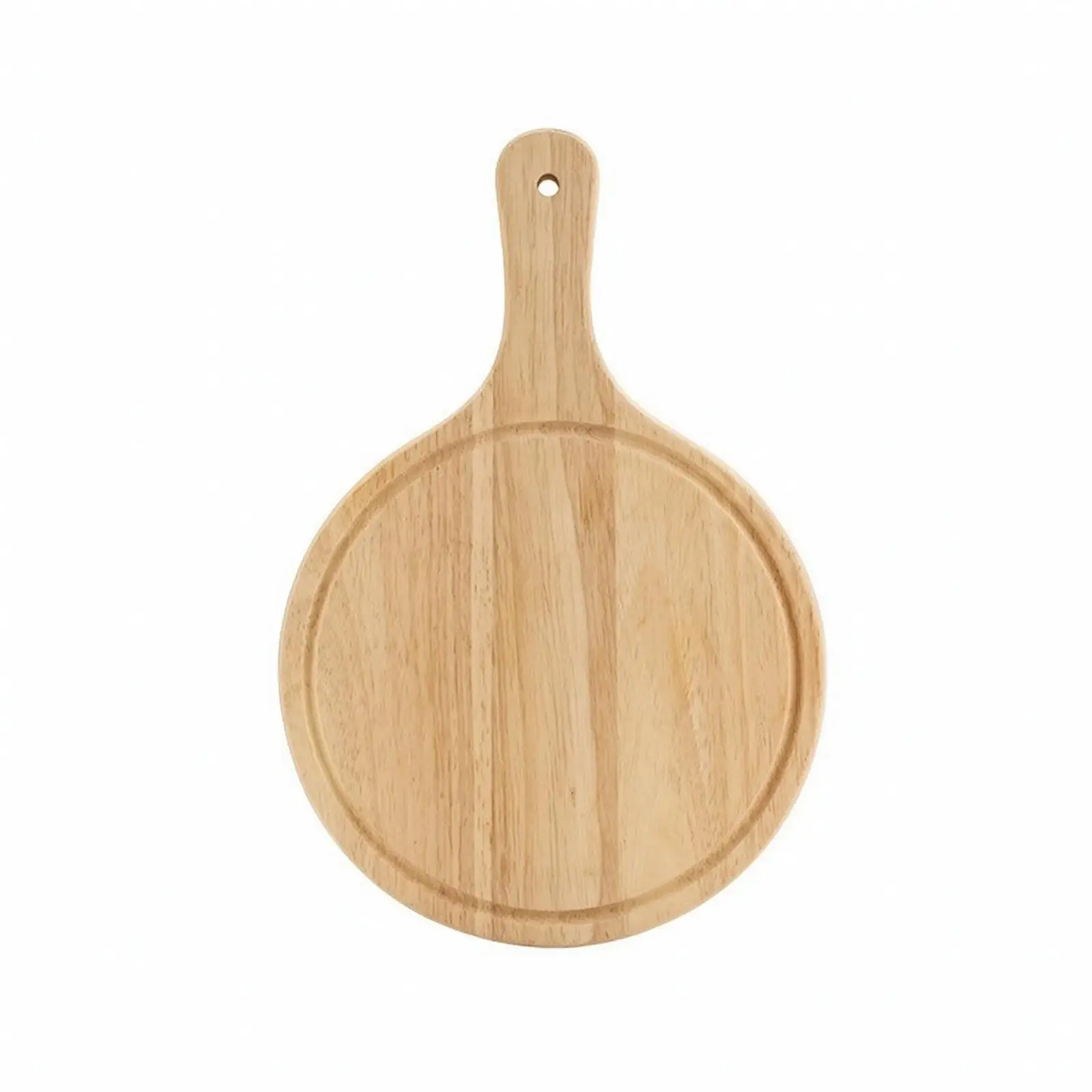 Wooden Pizza Board with Handle Round for Table Presentation, Home Bakers, Hosts