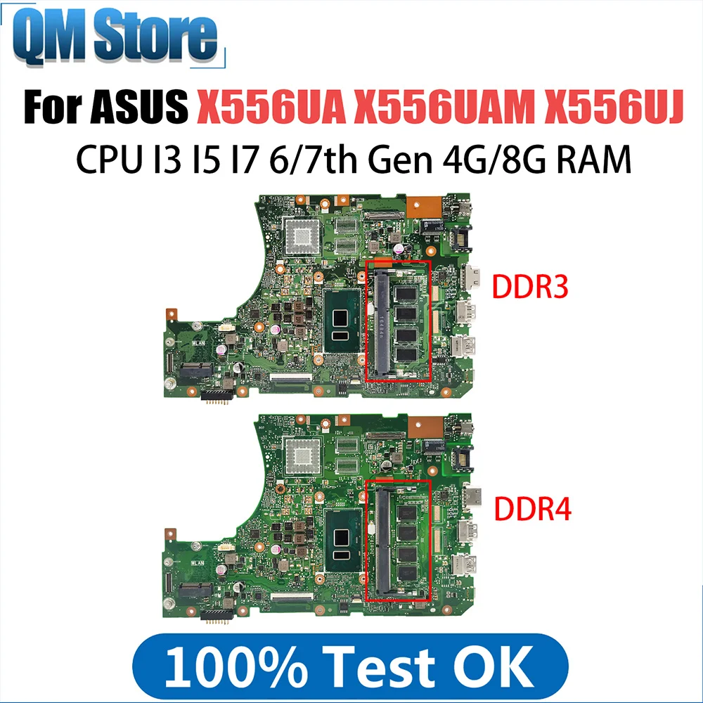 

X556UA Mainboard For ASUS X556UAM X556UJ A556U X556U X556UF X556UV X556UAK Laptop Motherboard I3 I5 I7 CPU DDR3L DDR4 4GB 8GB