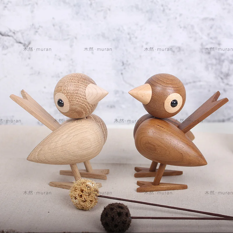 

Denmark Nordic style wood sparrow bird ornaments American puppet wooden play room study desktop accessories ZM902