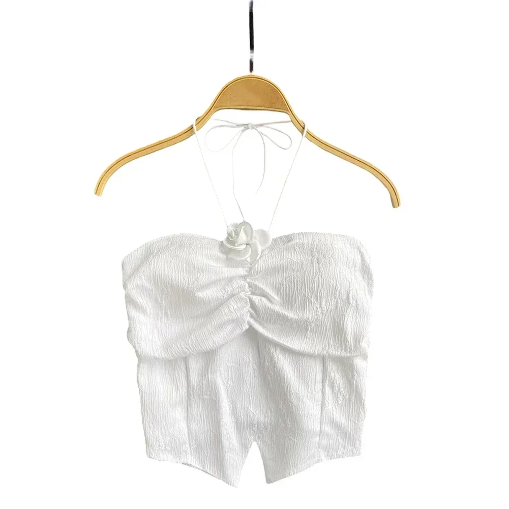 

Клубная повседневная майка с трехмерным цветком, повседневная спортивная абрикосовая полиэфирная ткань, одежда для отпуска обычной длины